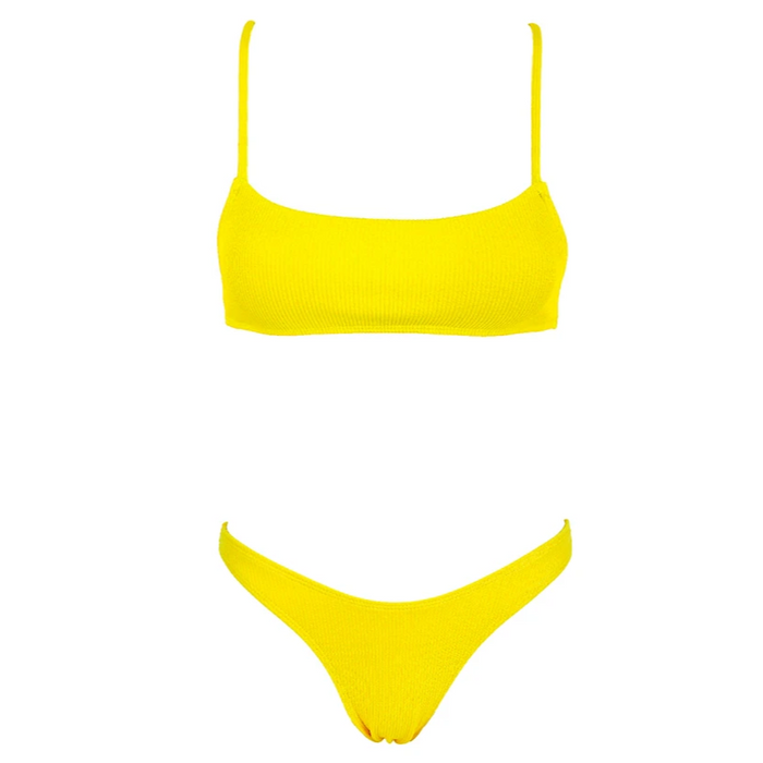 CHARLIE Ribbed Bikini Set - Lemon