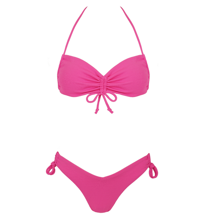 SOFIA Ribbed Bikini Set - Candy Pop