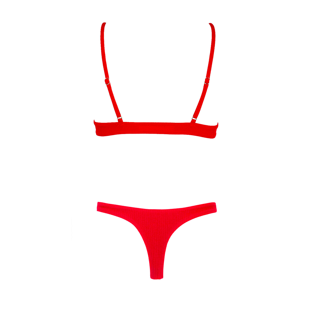 CHARLIE Ribbed Bikini Set - Red Affair