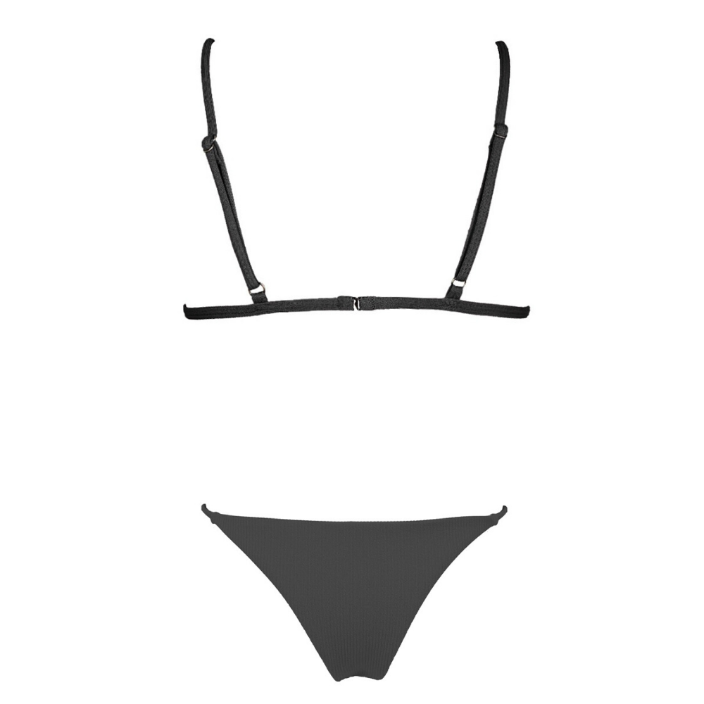 ISLA Ribbed Bikini Set - Midnight Black